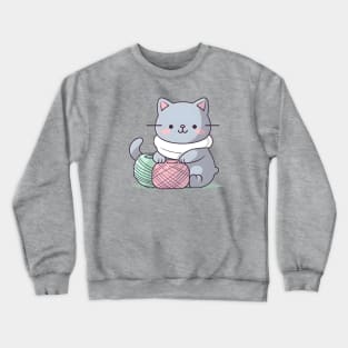 Gray Knitter Kitten Crewneck Sweatshirt